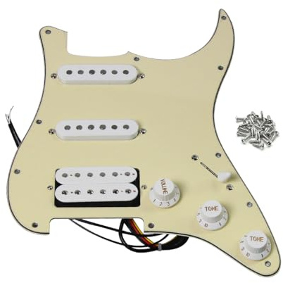 FLEOR Alnico 5 SSH battipenna precablato a 3 strati color crema Pickguard Humbucker Pickup Set