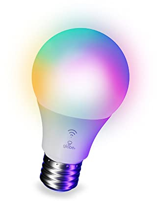 Globe Electric 50589 Color-Changing A19 LED Smart Light Bulb, 2.4 GHz Wi-Fi, 60W Equivalent 800LM, Works with Alexa Only, 1-Pack