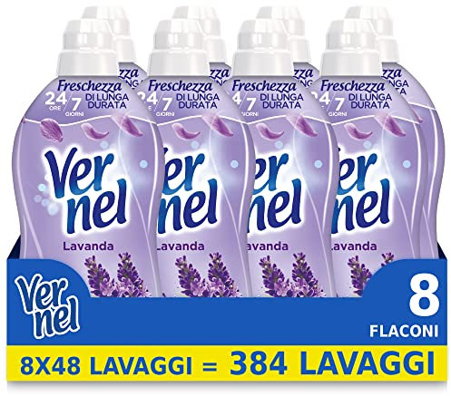 Vernel Lavanda Ammorbidente Lavatrice Concentrato Profumato, Intensa Freschezza e Morbidezza, 8 x 48 Lavaggi, totale 368 lavaggi