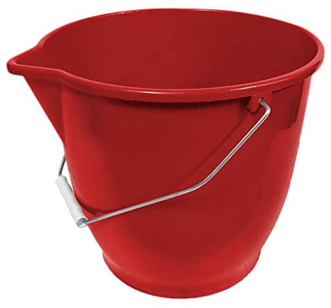 CABLEPELADO - Cubo plástico - Cubo Agua - balde - cubeta - barreño - asa Metal - Cubo jardín - Limpieza- Piscinas - Acuario - huerto - 13 litros - Rojo