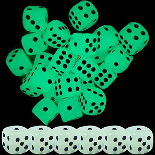 Würfel Set, Saijer 30 Stück 16mm Spielwürfel Im Dunkeln leuchtende Würfel Dice Würfel 16mm Würfel Groß Augenwürfel Würfel Neuheit Würfelset Würfel Sechs Seiten Standard Wüfel für KTV Bar Familie Party