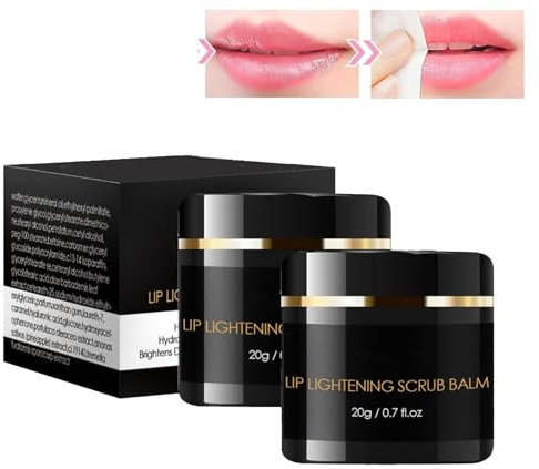 2PC Dry Lip Scrub, Lip Lightening Scrub Balm, Brightening Cream for Dark lips, Lippenpeeling für Dunkle Lippen, Natürlicher Balsam, Feuchtigkeitsspendender Peeling-Lippenbalsam für den Schlaf
