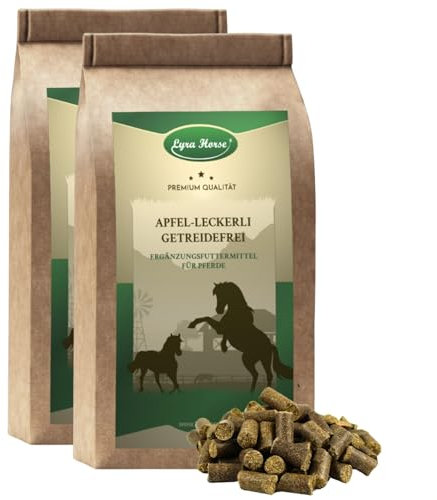 Lyra Horse® | 10 kg Apfel Leckerli Pferdefutter | Snacks aus Weizen, Hafer & Apfel | Ausgewogene Nährstoffquelle | Nährstoffreiche Leckerlis für alle Pferde | Reich an Ballaststoffen & Vitaminen