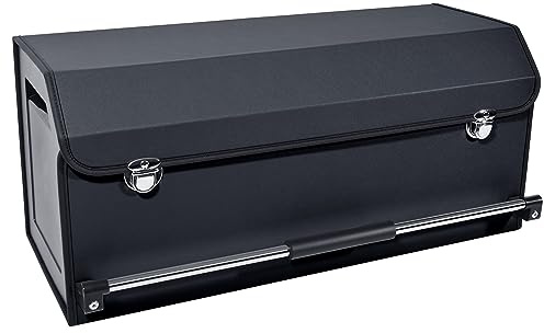 XCF Organizador de Maletero de Gran Capacidad 60L para Coches y SUVs - Caja de Almacenamiento con Tapa, Asa Robusta y Base Antideslizante - Compartimento Extraíble(Negro, 69x29x31cm)