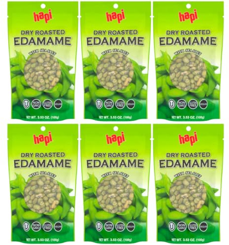 Dry Roasted Edamame with sea salt - Crunchy Plant-Based Protein Snack (6x100g)