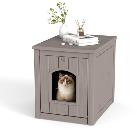 VIXZEN Outdoor Cat House Weatherproof, Gray