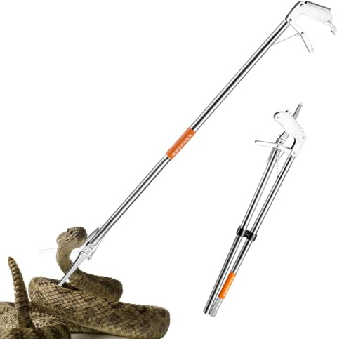 Snakes Catcher Tool – Strumento portatile in acciaio inox | -1 kit per la cattura di rettili, strumento per la manipolazione dei , gancio pieghevole esteso per per escursionismo