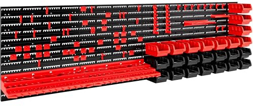 MONZANA® Panneaux muraux pour outils avec 68 supports et 28 boites de rangement empilables porte-outils bricolage atelier