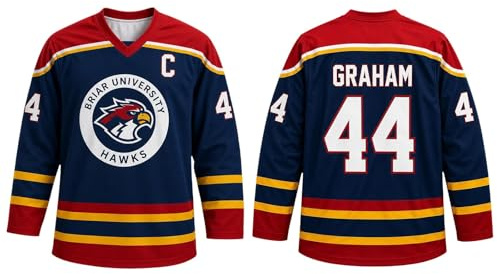 Maillot de Hockey Grahams 44 Sweatshirt pour Enfants Col V Uniforme de Hockey sur Glace Casual Manches Longues T-Shirt Top Comfort Training Clothing (01-5-Navy, 13-14 Years)