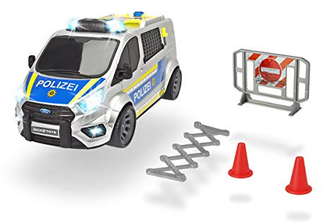 Dickie Toys - Ford Transit Police - Auto della polizia da 28 cm, con arresti, sirena e luce, polizia autostradale, auto giocattolo per bambini dai 3 anni in su