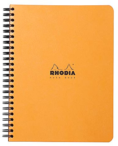 RHODIA, 193448C, Cuaderno encuadernación espiral , A5+, Interior: Punto, 160 Páginas, Papel Clairefontaine Blanco 80 gr/m², Naranja