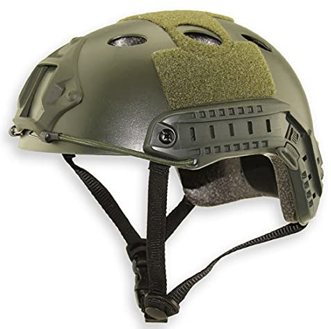 QHIU Casco tattico PJ tipo leggero protettivo veloce casco per softair, paintball, giochi CS sport all'aria aperta con occhiali (OD-2)