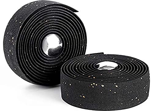 LSSH Bike Handlebar Tapes, Cork Bike Handlebar Tape, Bicycle Bar Tape, Cycling Handle Wraps, EVA Road Bike Handlebar Tape – 2 Rolls (Black)