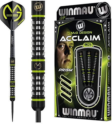 WINMAU Michael Van Gerwen MvG Acclaim 25 Gramm Wolfram Dartpfeile mit Stahlspitze Set mit Flights und Shafts
