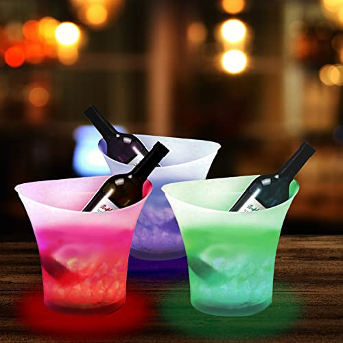 Techomey 3er-Pack LED-Eiswürfel, 5 l Wein-Eiskübel mit verschiedenen Farben, für den Außenbereich, Bar, Zuhause, Partys, beleuchteter Eiskübel, Biereimer zum Kühlen von Champagner, Getränken, 3 Stück