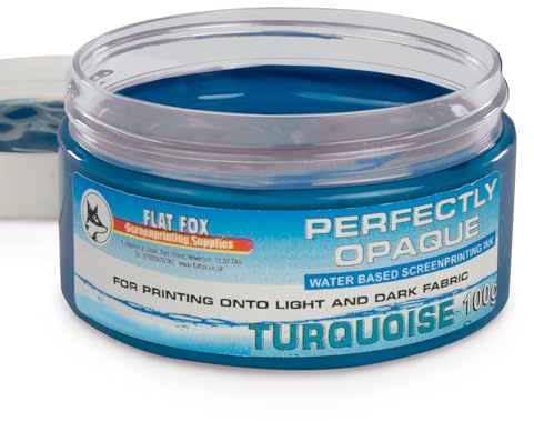 Flat Fox Screen Printing Opaque Water Based Fabric Inks (Turquoise, 100g)…