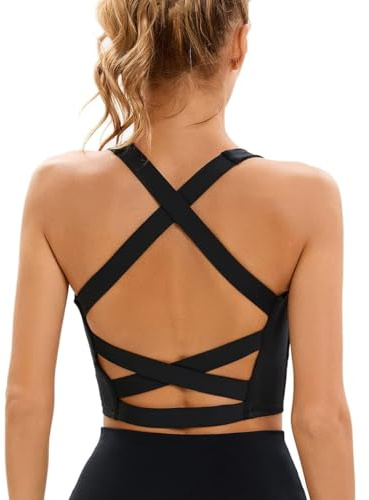 Dmwhsy Reggiseno Sportivo Donna con Spalline Incrociate sul Retro Reggiseni Sportivi con Spalline Imbottite Reggiseni Yoga da Donna e Canotte da Allenamento