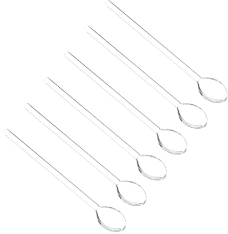 UPKOCH 6 Cucharas De Postre De Vidrio Con Mango Largo Resistente Al Calor Para Mezclar Café Té Cócteles Y Postres En Casa Bar Restaurante