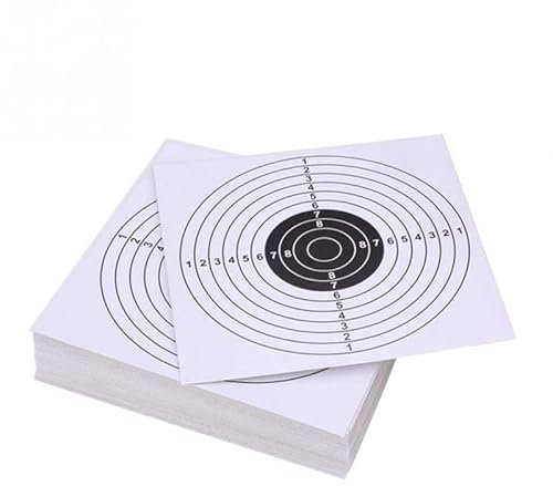 ACEXIER 100 Stück Jagd Zielscheibe Papier Zubehör Jagdholster Schießscheibe Papier Pistole Gewehr Übungszubehör (14x14cm) (White)