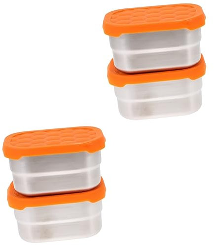 Zerodeko 4 Stück Crisper Aus Edelstahl Versiegelter Behälter Aufbewahrungsboxen Für Kinder Lebensmittelbehälter Für Die Küche Hausgemachte Eisbehälter Praktisch Kühlbox Rostfreier Stahl