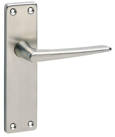URBNLIVING Royale Metal Lever Latch Door Handles Set Round Rose Suitable for Internal and External Use. Stylish, Durable, and Easy to Install for Home or Office Doors (Satin Nickel Plain)