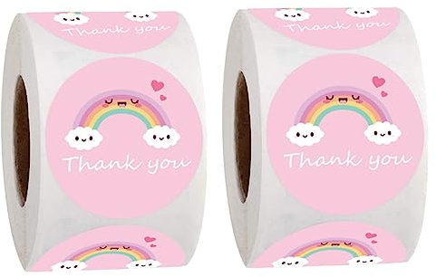 STOBOK 2rollen Danke Aufkleber Farbige Regenbogenetiketten Für Hochzeiten Und Feste Selbstklebende Verpackungs Und Dekorationssticker