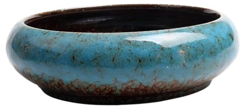 Kalastussaari Lotus Bowl - Glazed Ceramic 6x2in Shallow Hydroponic Planter for Water Lily