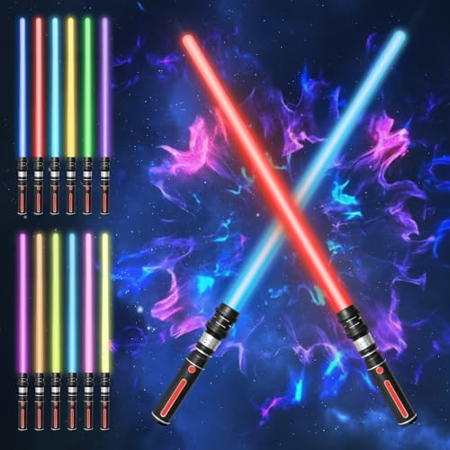 SOARFLY Espada láser 12 Colores Sable Laser para niños Adultos 2 Piezas Lightsaber FX Sable de luz Fuentes de Sonido de Lucha de película simuladas para Fiesta, Regalo, Cosplay
