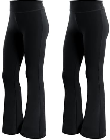 KAKU NANU Girls Black Flared Leggings Black Sports Yoga Pants 7 8 Years