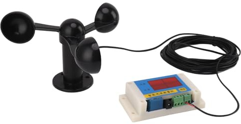 Anemómetro de alarma inteligente, 3 aspas de ventilador USB 5V dispositivo de alarma de velocidad del viento de alta precisión para exteriores, apagado después de la alarma, con control de nivel de