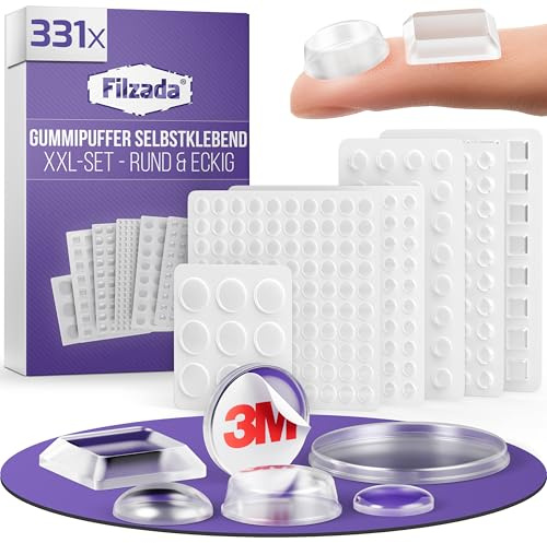 Filzada® 331x Elastikpuffer XXL Set Transparent - Anschlagpuffer Türen