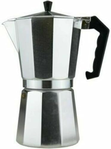 XCELSHOP Stovetop Espresso Coffee Maker – Italian Moka Pot Percolator – Aluminum Silver – Espresso, Latte, Cappuccino & Macchiato (12 Cups x 700 ml)