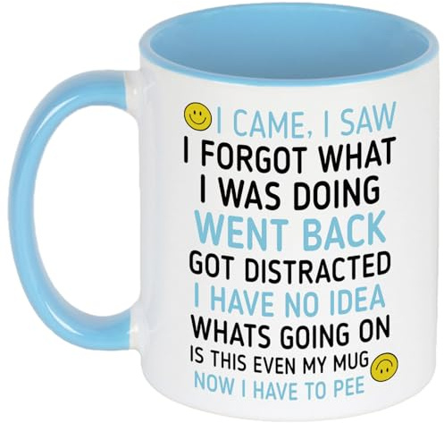 Funny 'I Came, I Saw, I Forgot' Coffee Mug – Humorous Gift for Men & Women, Perfect for Birthday Gifts, Christmas Presents & Office White Elephant (Baby Blue)