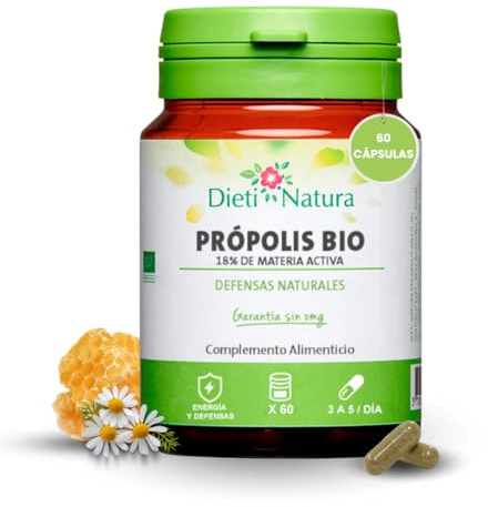 DIETI NATURA Propolis Bio 60 gélules Produit naturel de ruche pour le système immunitaire - Propolis écologique pour défenses naturelles - Propolis bio pour vitalité aux changements saisonniers