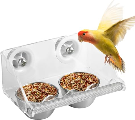 Plat De Nourriture pour Perruches - Bol en Acier Inoxydable avec Support en Acrylique | Récipient Et De Nourriture pour Oiseaux | Bol d'alimentation pour Perruches, Calopsittes, Aras, Canaris,