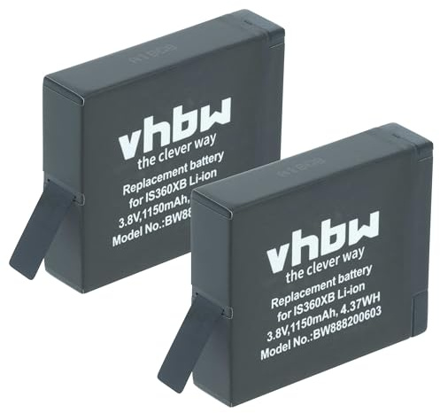 vhbw 2X Akku kompatibel mit Insta360 One X Kamera (1150 mAh, 3,8 V, Li-Ion)