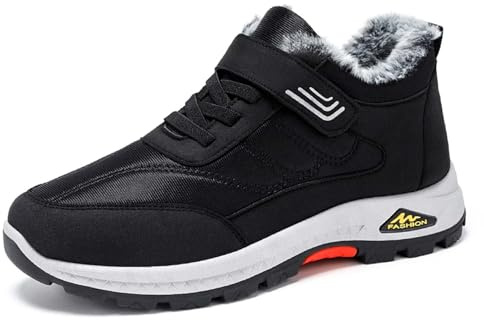 Zapatos Zapatos de invierno acolchados para caminar Zapatos cálidos de hombre medio y anciano Botas de nieve engrosadas Botas de hombre, Negro , 42 EU