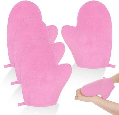 4 stycken handskar brun självbrun applikator Mitt dubbla sidor Tan Applicator Mitt återanvändbara solbränning handskar tanning-Mitt brun handske med tumme solskyddshandskar för solbränningskräm