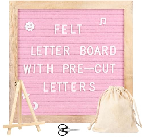 Nymblis Felt Letter Board, DIY Changeable Message Board with 340 Letters | 10x10in Framed Sign, For Pregnancy & Baby Announcement, Memo, Menu, Birthday Parties, and Desktop decor Ideas