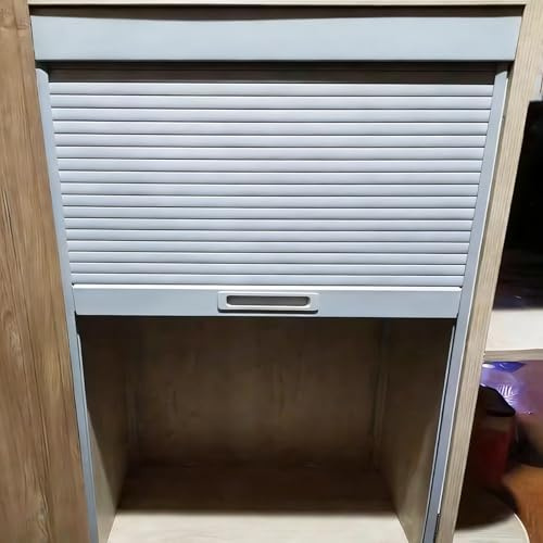 Portes d'armoires enroulables blanches, volet roulant en ABS facile à ouvrir pour armoires de cuisine et appareils électroménagers, comprend rails et poignée, 18in x38in / 46 x 97 cm – Solution
