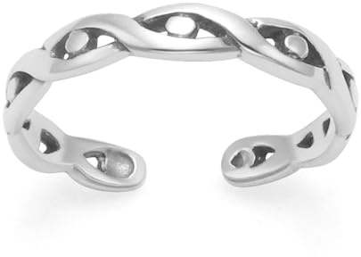 Sterling Silver Toe Ring with twist design - Adjustable size - Gift Boxed. 0983