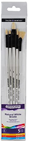 Daler-Rowney Graduate, Pinceles Óleo, Pelo de cerda natural, Mango Largo, Estuche, Set, 5 Pinceles Surtidos