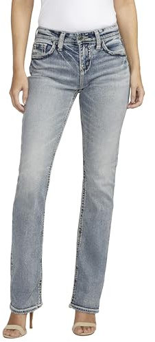 Silver Jeans Co. Women's Suki Curvy Fit High Rise Baby Bootcut Jean, Indigo, 27W x 31L