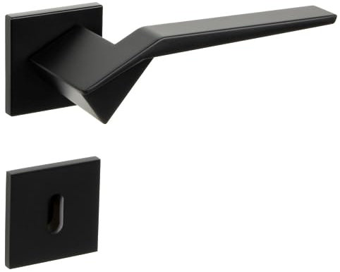 Gedotec Poignee de Porte Garniture Béquille Acier Inox | PALADIN | 1 Pièce Set de Poignée | Noir Mat | Rosace BB - Bouton coloré | Béquille de porte antique | Garniture de porte avec vis