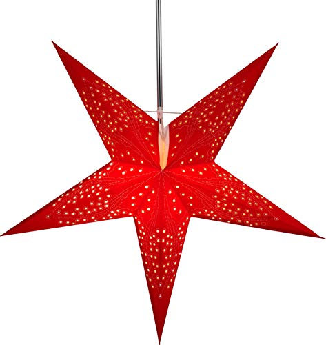GURU SHOP Faltbarer Advents Leucht Papierstern, Weihnachtsstern 60 cm - Marinus Rot, Papiersterne 60 cm