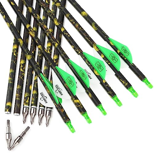 surwolf 31 Arco de Carbono Flechas de Caza Spine 500 Flechas de Puntería para Compuesto,Recurvo,Arco Largo 6/12pcs (12 Flechas)
