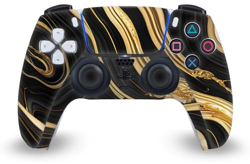 Head Case Designs Black and Gold Marble Vinyl Faceplate Sticker Gaming Skin Decal Cover Compatible With Sony PlayStation 5 PS5 DualSense Controller