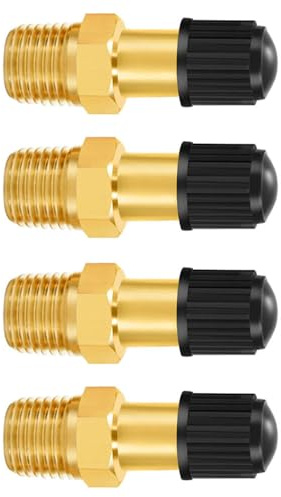 4Pcs Air Compressor Tank Schrader Valve Anti-Corrosion Brass Fill Valve NPT Tank Valve for Maintenance, Repair(1/4in / 12mm)