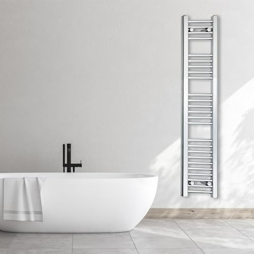 300 mm di larghezza, cromato scaldasalviette dritto piatto bagno scaldasalviette riscaldamento centralizzato Turkish Zone (300 mm di larghezza x 1400 mm di altezza)