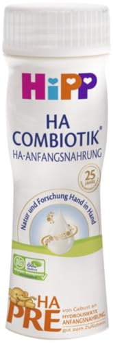 HiPP PRE HA Combiotik trinkfertig (6 x 200ml), Anfangsmilch für sensible Immunsysteme (hydrolysiert), von Geburt an, mit GOS, enthält nur Lactose als Kohlenhydrat